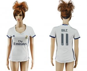 Womens Real Madrid #11 Bale Home Soccer Club Jersey