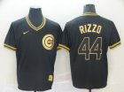 Cubs # 44 Anthony Rizzo Black Gold Nike Cooperstown Collection Legend V Neck Jersey