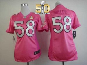 Women Nike Broncos #58 Von Miller Pink Super Bowl 50 Be Luv\'d Stitched Jersey