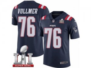 Mens Nike New England Patriots #76 Sebastian Vollmer Limited Navy Blue Rush Super Bowl LI 51 NFL Jersey