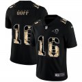 Nike Rams #16 Jared Goff Black Statue Of Liberty Limited Jersey