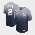 Yankees #2 Derek Jeter Gray Drift Fashion Jersey