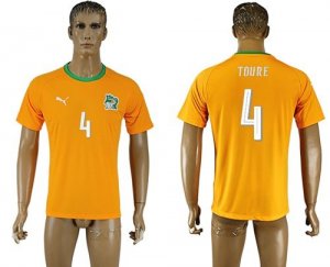 Cote d\'lvoire #4 Toure Home Soccer Country Jersey