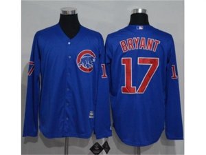 Chicago Cubs #17 Kris Bryant Blue New Cool Base Long Sleeve Stitched MLB Jersey