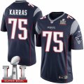 Youth Nike New England Patriots #75 Ted Karras Elite Navy Blue Team Color Super Bowl LI 51 NFL Jersey