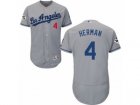 Los Angeles Dodgers #4 Babe Herman Authentic Grey Road 2017 World Series Bound Flex Base MLB Jersey