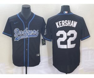 Men\'s Los Angeles Dodgers #22 Clayton Kershaw Black Cool Base Stitched Baseball Jersey1