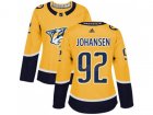Women Adidas Nashville Predators #92 Ryan Johansen Yellow Home Authentic Stitched NHL Jersey