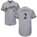 Men's Majestic Milwaukee Brewers #2 Scooter Gennett Grey Flexbase Authentic Collection MLB Jersey