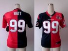 Nike Women Houston Texans #99 J.J. Watt blue-red jerseys[Elite split 10th patch]