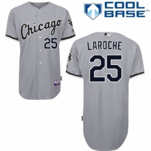 Men\'s Majestic Chicago White Sox #25 Adam LaRoche Authentic Grey Road Cool Base MLB Jersey