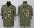 Nike Bills #12 Jim Kelly Olive Camo Salute To Service Limited Jersey