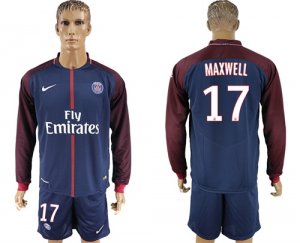 2017-18 Paris Saint-Germain 17 MAXWELL Home Long Sleeve Soccer Jersey
