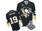 Mens Reebok Pittsburgh Penguins #19 Bryan Trottier Authentic Black Home 2017 Stanley Cup Final NHL Jersey