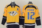 NHL Nashville Predators #12 Mike Fisher Yellow jerseys
