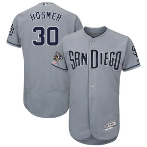 Padres #30 Eric Hosmer Gray 50th Anniversary and 150th Patch FlexBase Jersey