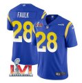 Nike Rams #28 Marshall Faulk Royal 2022 Super Bowl LVI Vapor Limited Jersey