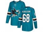 Men Adidas San Jose Sharks #68 Melker Karlsson Teal Home Authentic Stitched NHL Jersey