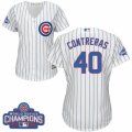 Womens Majestic Chicago Cubs #40 Willson Contreras Authentic White Home 2016 World Series Champions Cool Base MLB Jersey