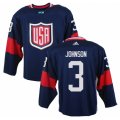 Men Adidas Team USA #3 Jack Johnson Navy Blue 2016 World Cup Ice Hockey Jersey