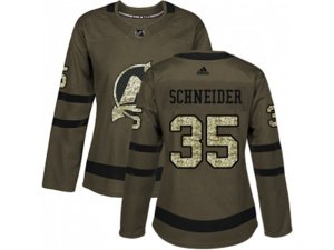 Women Adidas New Jersey Devils #35 Cory Schneider Green Salute to Service Stitched NHL Jersey