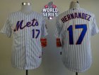 New York Mets #17 Keith Hernandez White(Blue Strip) Home Cool Base W 2015 World Series Patch Stitched MLB Jersey