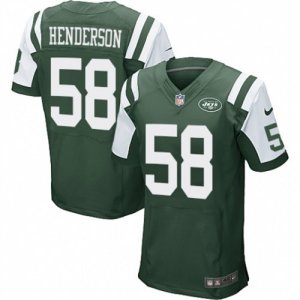 Mens Nike New York Jets #58 Erin Henderson Elite Green Team Color NFL Jersey