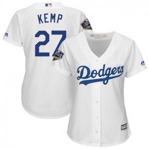 Dodgers #27 Matt Kemp White Women 2018 World Series Cool Base Player Jersey