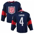 Men Adidas Team USA #4 John Carlson Navy Blue 2016 World Cup Ice Hockey Jersey