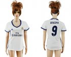 Womens Real Madrid #9 Benzema Home Soccer Club Jersey
