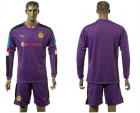 2017-18 Dortmund Purple Goalkeeper Long Sleeve Soccer Jersey