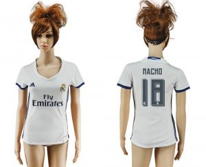 Womens Real Madrid #18 Nacho Home Soccer Club Jersey