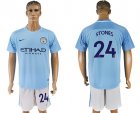 2017-18 Manchester City 24 STONES Home Soccer Jersey