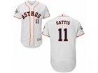 Houston Astros #11 Evan Gattis Authentic White Home 2017 World Series Bound Flex Base MLB Jersey (2)