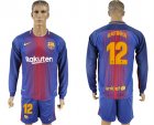 2017-18 Barcelona 12 RAFINHA Home Long Sleeve Soccer Jersey