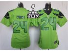 2015 Super Bowl XLIX Nike Women Seattle Seahawks #24 Marshawn Lynch Green Jerseys
