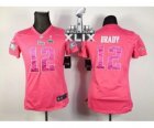 2015 Super Bowl XLIX nike women jerseys new england patriots #12 brady pink