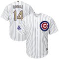 Mens Majestic Chicago Cubs #14 Ernie Banks White World Series Champions Gold Program cool base Jersey