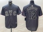 Mets #12 Francisco Lindor Gray Nike 2024 City Connect Cool Base Jersey