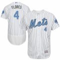 Mens Majestic New York Mets #4 Wilmer Flores Authentic White 2016 Fathers Day Fashion Flex Base MLB Jersey