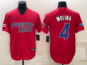 Men\'s Puerto Rico 4 Yadier Molina Red 2023 World Baseball Series Jerseys