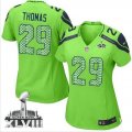 Nike Seattle Seahawks #29 Earl Thomas Green Alternate Super Bowl XLVIII Women Stitched NFL Elite Jersey