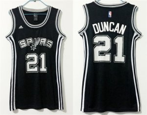 Spurs #21 Tim Duncan Black Women Swingman Jersey