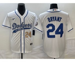 Men\'s Los Angeles Dodgers #24 Kobe Bryant Number White Cool Base Stitched Baseball Jersey