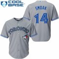 Mens Majestic Toronto Blue Jays #14 Justin Smoak Replica Grey Road MLB Jersey