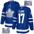 Men Maple Leafs #17 Wendel Clark Blue Glittery Edition Adidas Jersey