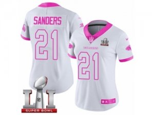 Womens Nike Atlanta Falcons #21 Deion Sanders Limited White Pink Rush Fashion Super Bowl LI 51 NFL Jersey