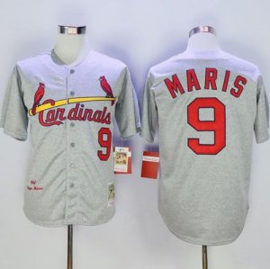 Mitchell And Ness 1967 St.Louis Cardinals #9 Roger Maris Grey Throwback Stitched Baseball Jersey