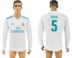 2017-18 Real Madrid 5 ZIDANE Home Long Sleeve Thailand Soccer Jersey