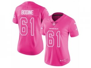 Womens Nike Cincinnati Bengals #61 Russell Bodine Limited Pink Rush Fashion NFL Jersey